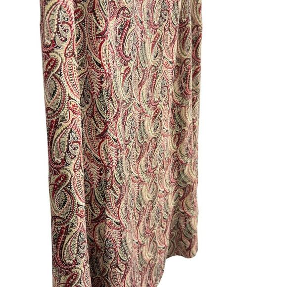 Talbots Petite Pure Silk Paisley Midi A-Line Red Beige Skirt Side Zip sz 10P - Picture 3 of 16